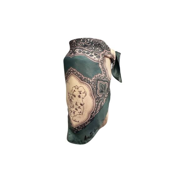 Vintage 1958–62 Arnotts Dublin Silk Scarf Irish Landmarks Map & Paisley Border - Picture 4 of 8